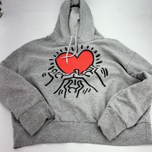 Keith Haring “Dancing Heart” Retro Graphic Hoodie Sweatshirt Small